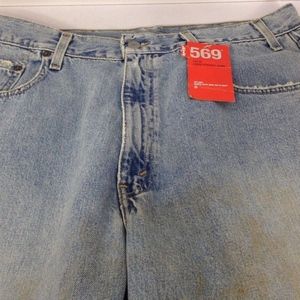 Vintage 2000 Levis 569 Antiqued Distressed Relaxed Blue Jeans NOS